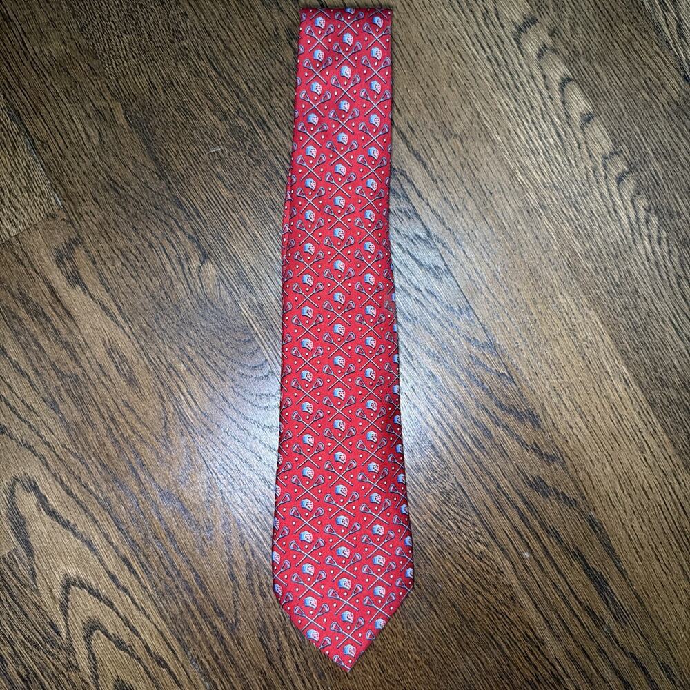 Vineyard Vines Red/Blue Lacrosse Themed Silk Tie